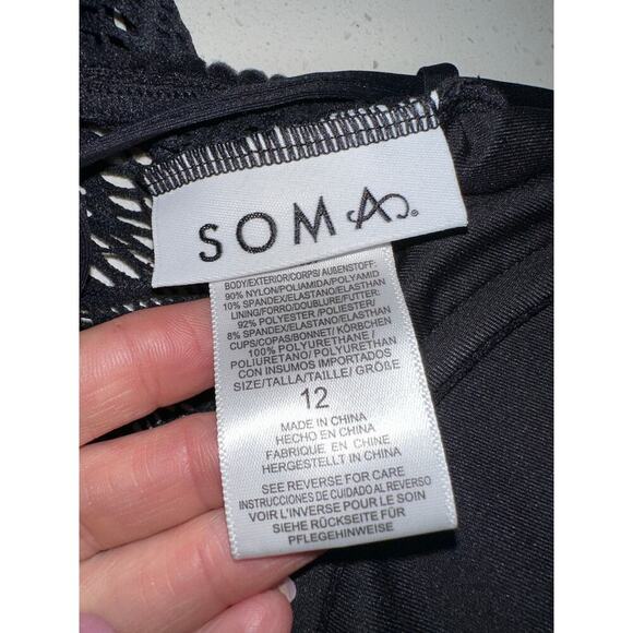 Soma Swim Crochet one piece suit Black size 12 NWOT - Picture 3 of 6